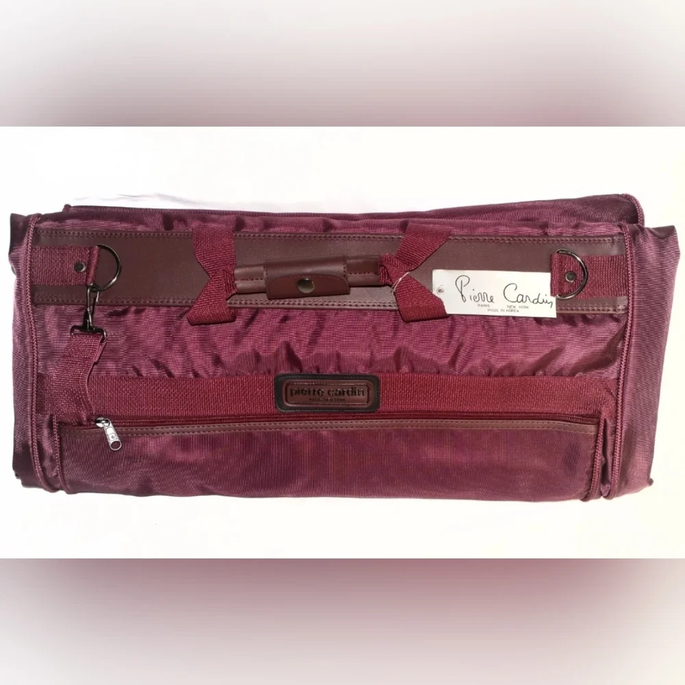 PIERRE CARDIN Burgundy Canvas Folding Garment or Suit Bag Luggage